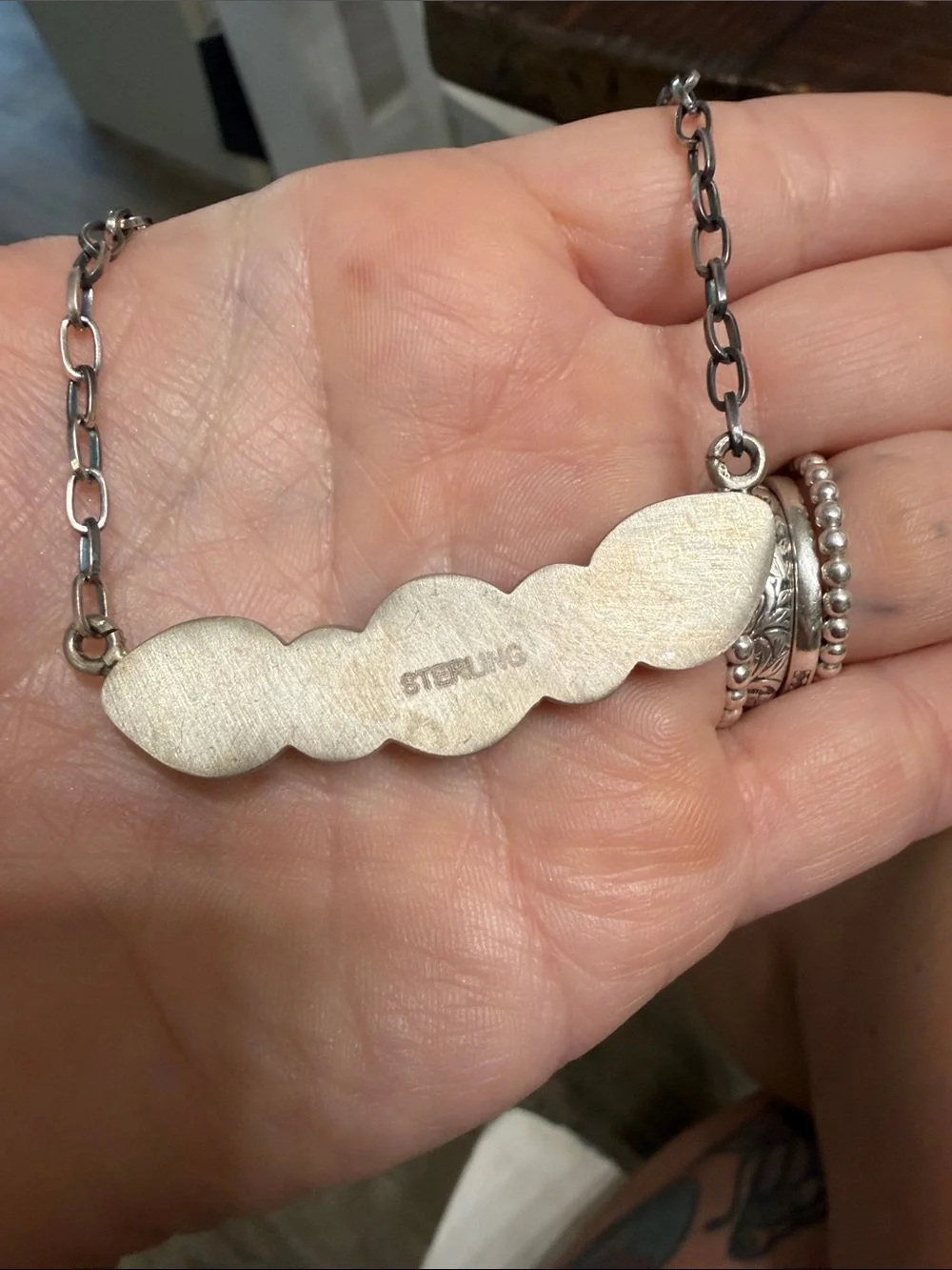 Sterling Silver Golden Hills Turquoise Floral Bar Necklace